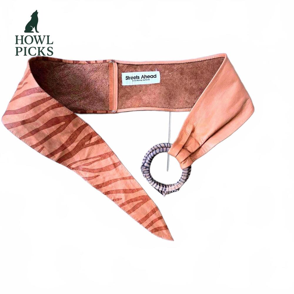 STREETS AHEAD-  Handmade 80s Wrap Leather Belt, Zebra Print - DONATION ITEM!